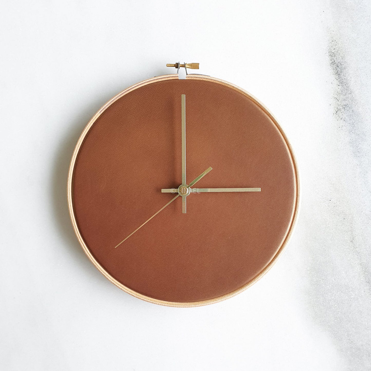 Cognac Leather Wall Clock