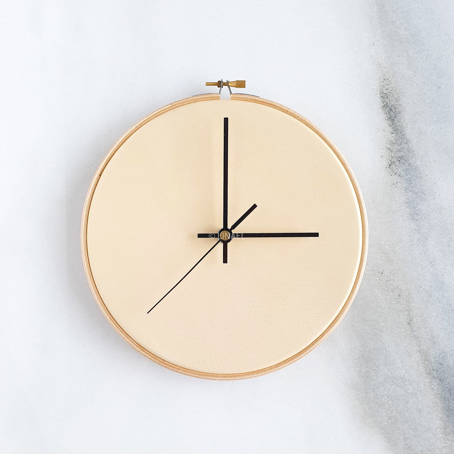 Cream Leather Wall Clock