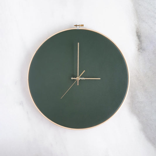 Green Leather Wall Clock