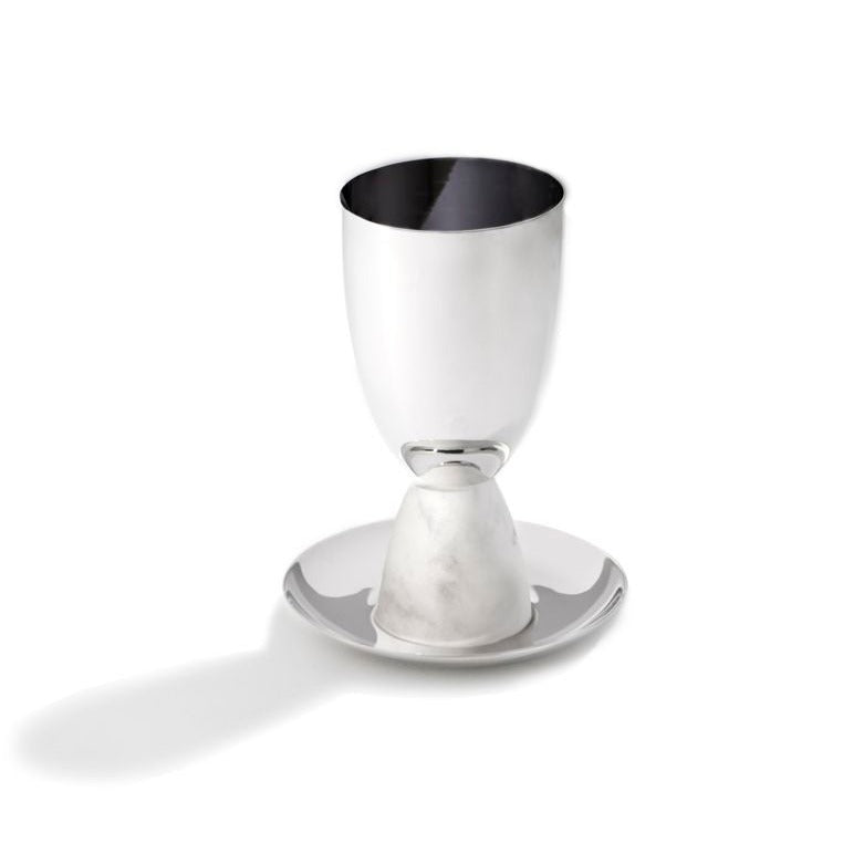 Marble and Silver Kiddush Cup and Plate