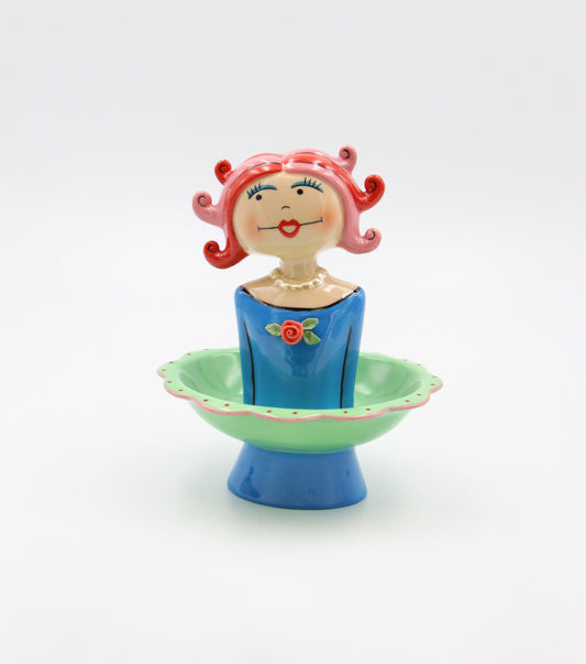 Ceramic Girl Jewelry Holder Ruby