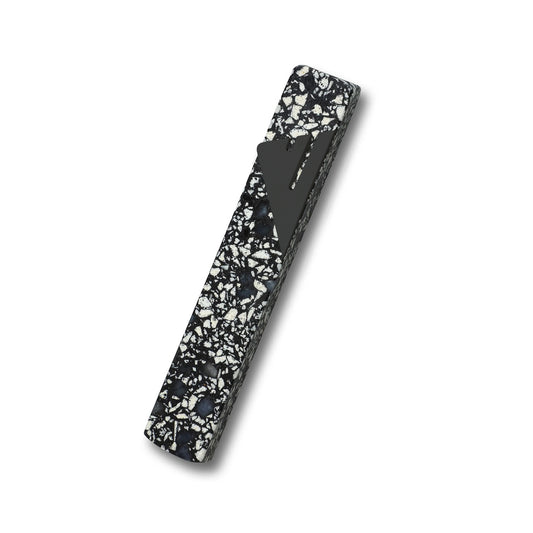 Black and White Speckled Terrazzo Mezuzah Case Black Shin